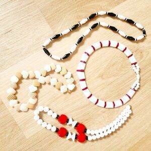 Vintage Retro Lucite Chunky Avon Beaded Modernist Pop Art Necklace Lot Set 4pc 1